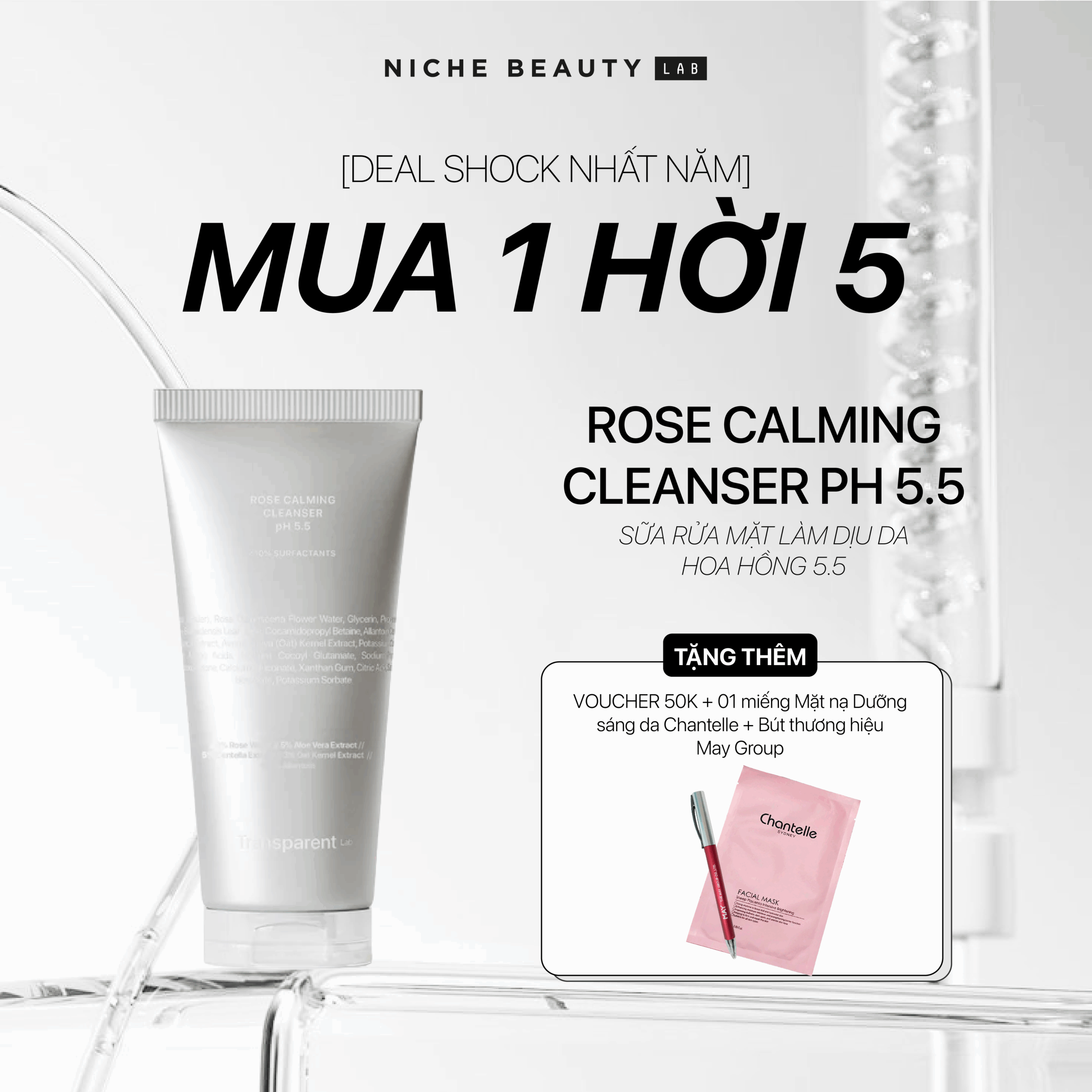 ROSE CALMING CLEANSER PH 5.5 - Ảnh 2